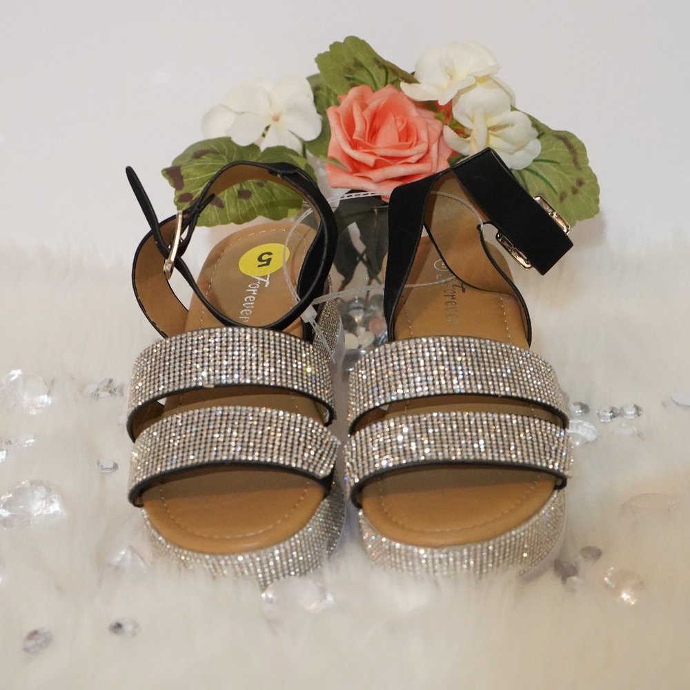 Sandals Rhinestone Ankle Strap Crystal Platform - Picture 4 of 6